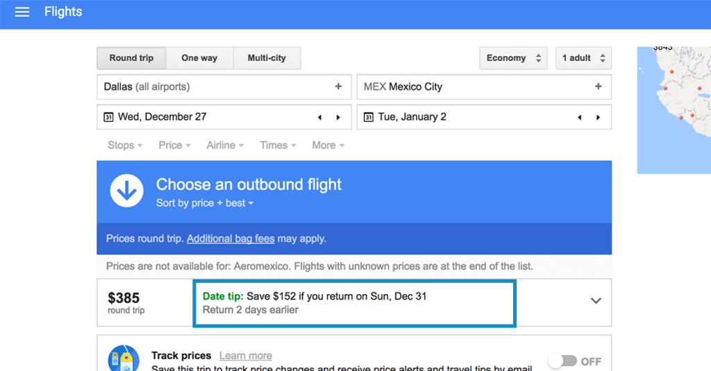 Google Flights Date Tips