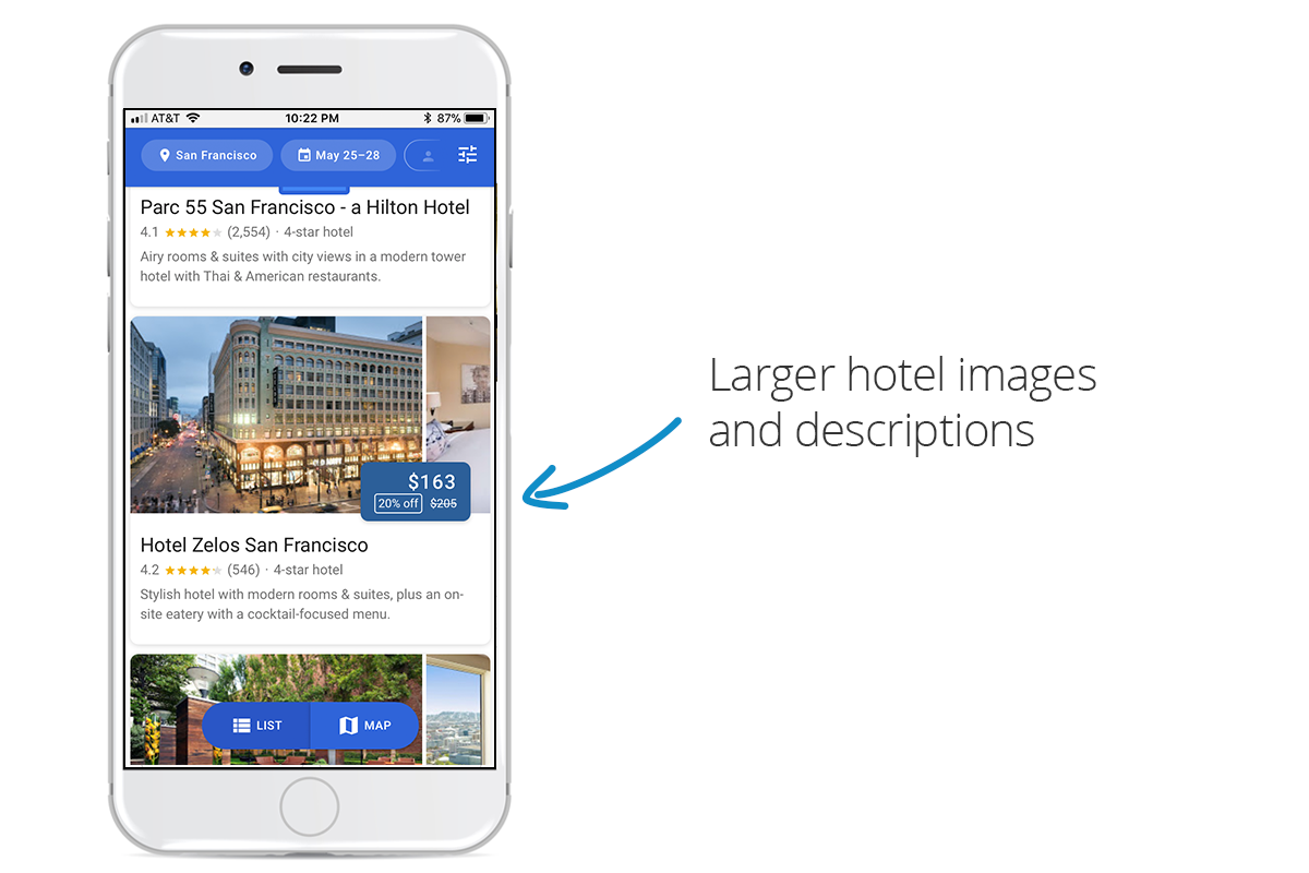 New Hotel Listing Page on Google Hotel Ads
