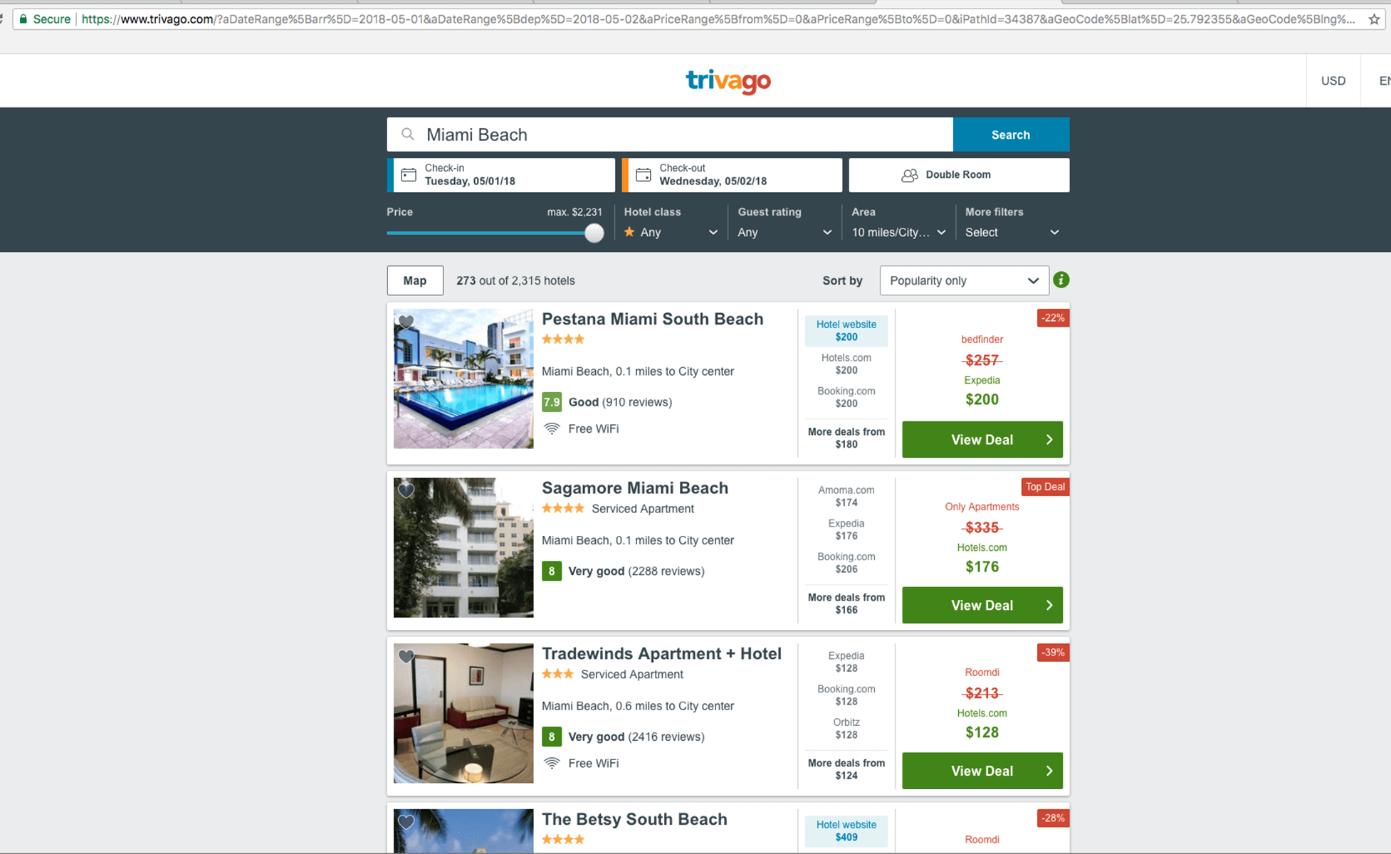 Trivago Desktop Experiment