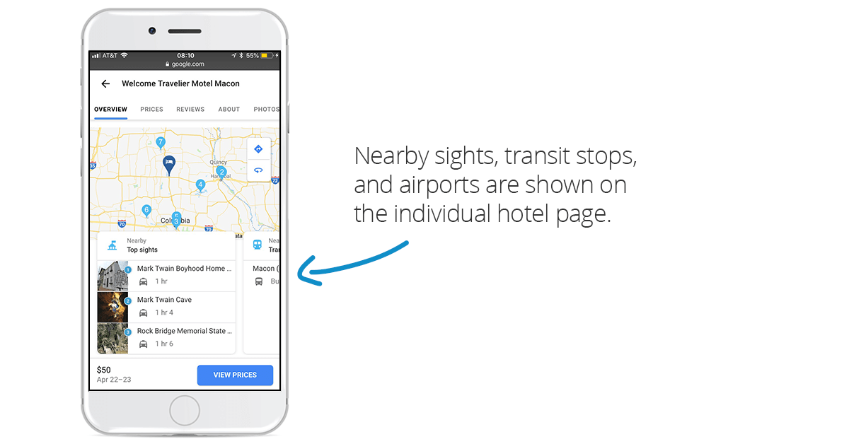 Neighborhood Section on Google Hotel Ads