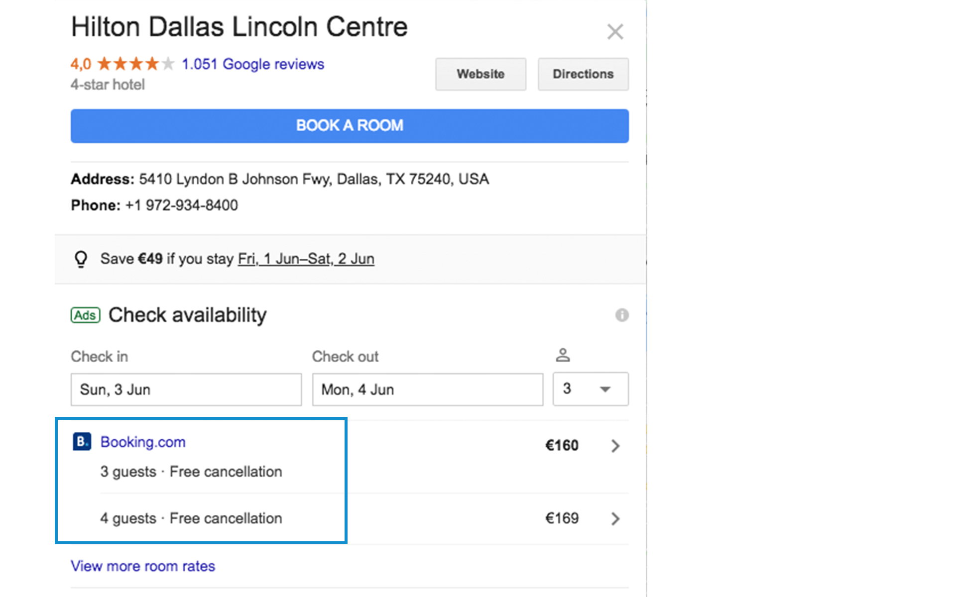 Triple Occupancy on Google Hotel Ads