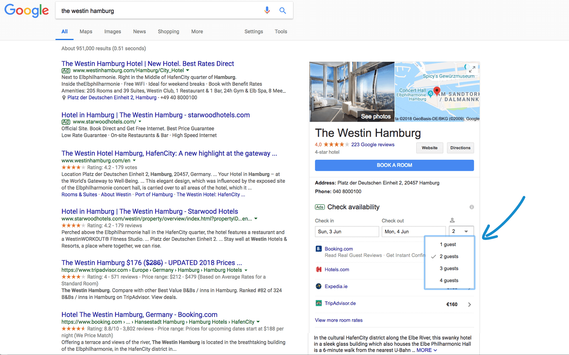 Occupancy Filter in Knowledge Panel on Google