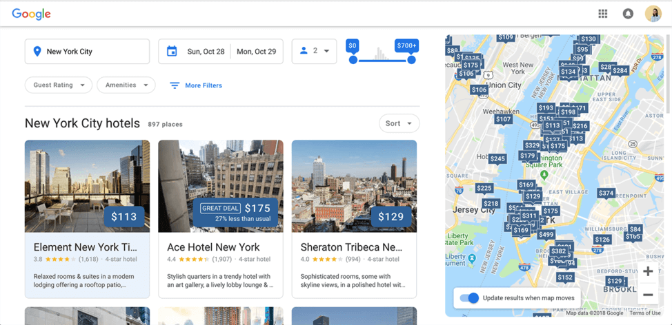 google testing a new hotel search