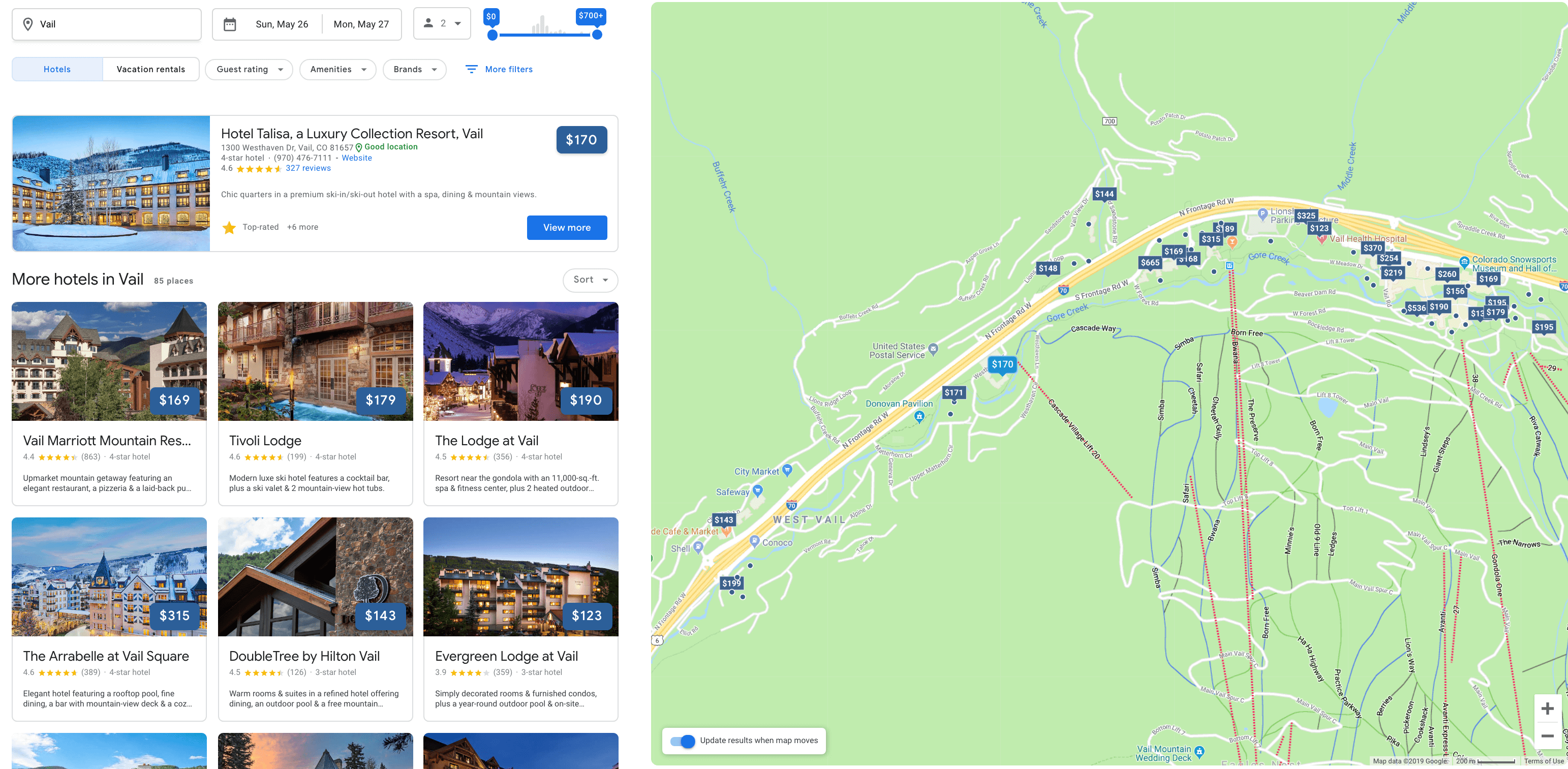 Test View of Google Hotel Search