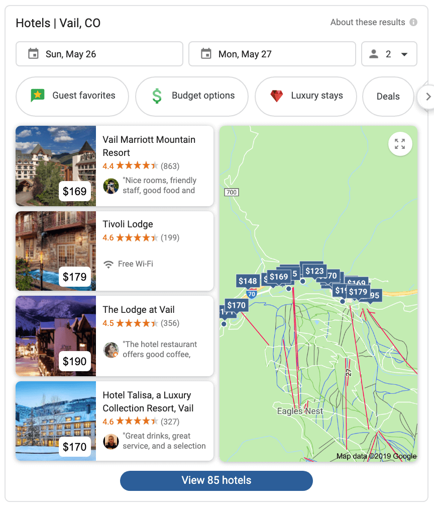 Current Hotel Search Page